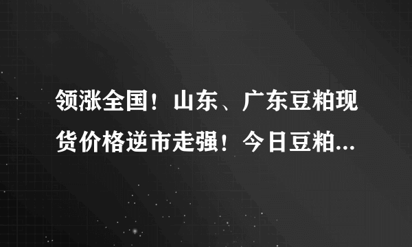 领涨全国！山东、广东豆粕现货价格逆市走强！今日豆粕价格已更新