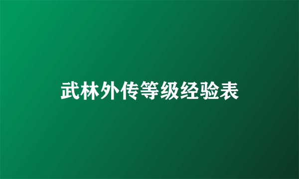 武林外传等级经验表