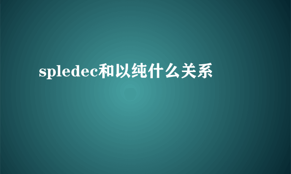 spledec和以纯什么关系