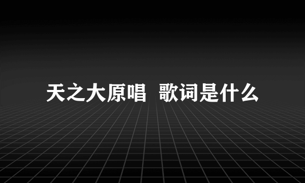 天之大原唱  歌词是什么