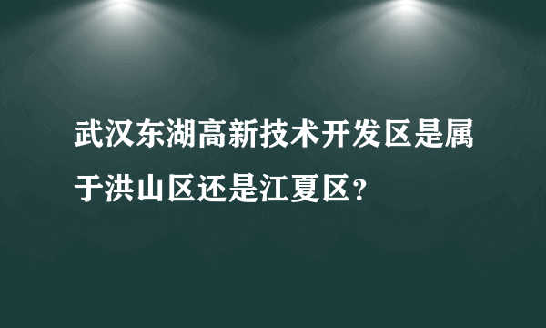 武汉东湖高新技术开发区是属于洪山区还是江夏区？