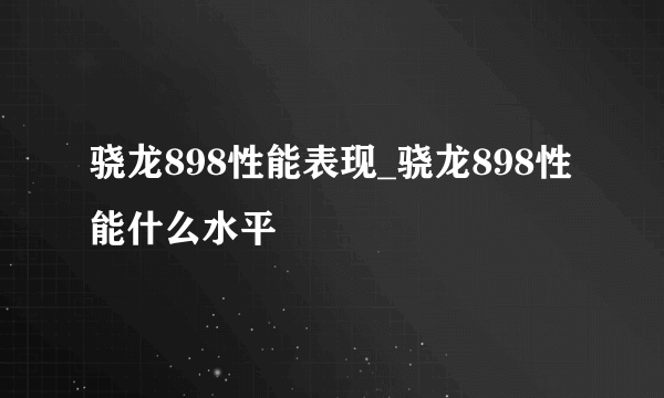 骁龙898性能表现_骁龙898性能什么水平