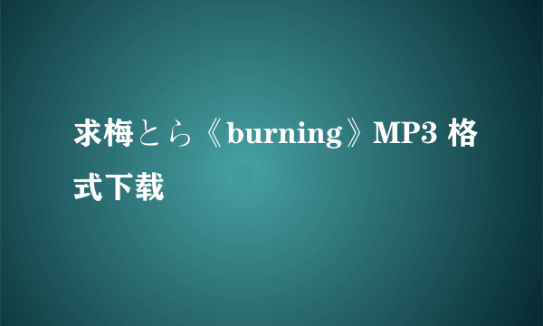 求梅とら《burning》MP3 格式下载