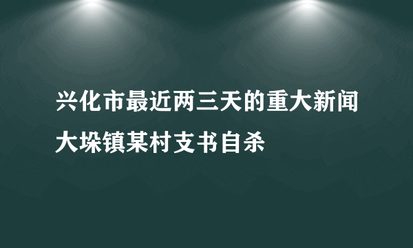 兴化市最近两三天的重大新闻大垛镇某村支书自杀