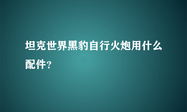 坦克世界黑豹自行火炮用什么配件？