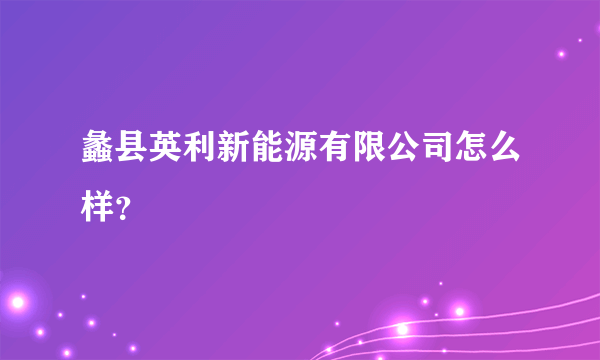 蠡县英利新能源有限公司怎么样？