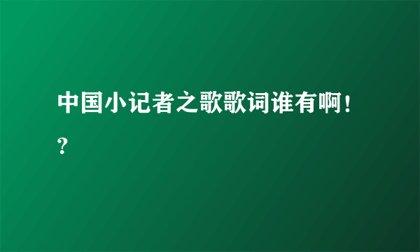 中国小记者之歌歌词谁有啊！？