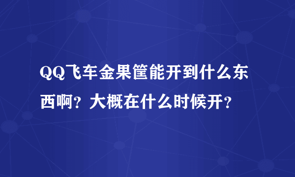 QQ飞车金果筐能开到什么东西啊？大概在什么时候开？