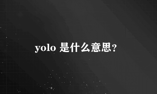 yolo 是什么意思？