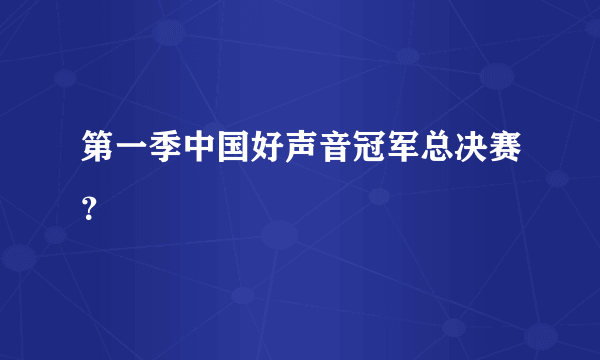 第一季中国好声音冠军总决赛？