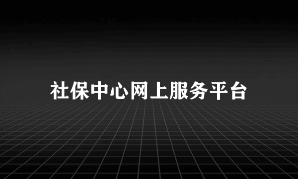 社保中心网上服务平台