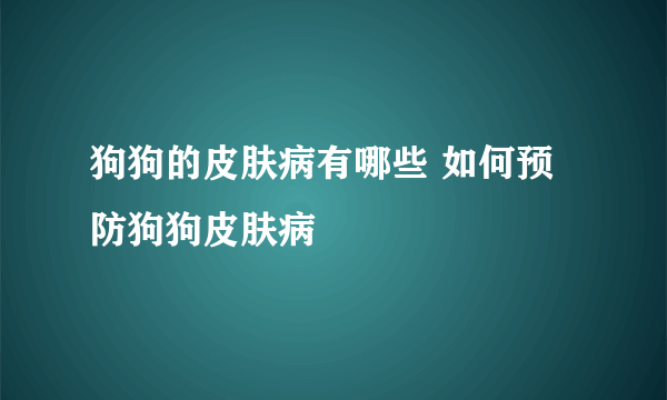 狗狗的皮肤病有哪些 如何预防狗狗皮肤病