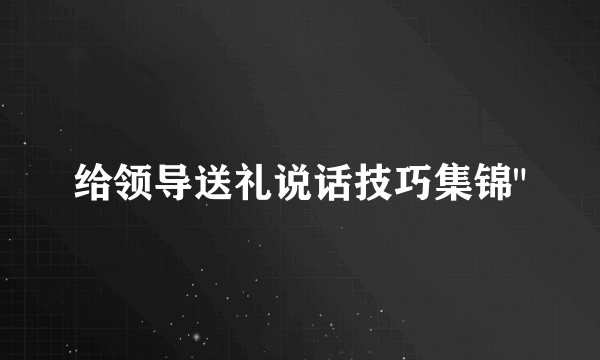 给领导送礼说话技巧集锦