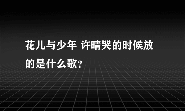 花儿与少年 许晴哭的时候放的是什么歌？