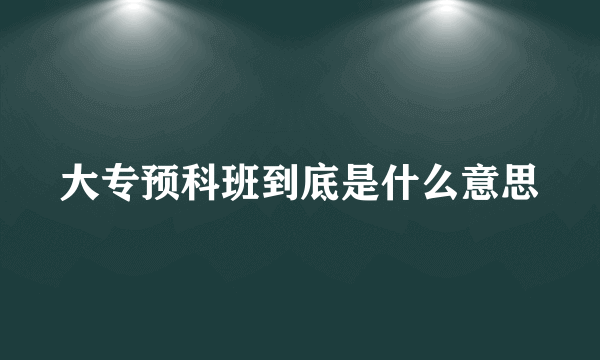 大专预科班到底是什么意思