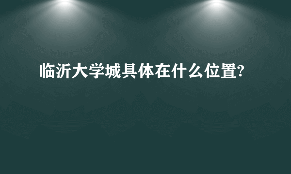 临沂大学城具体在什么位置?