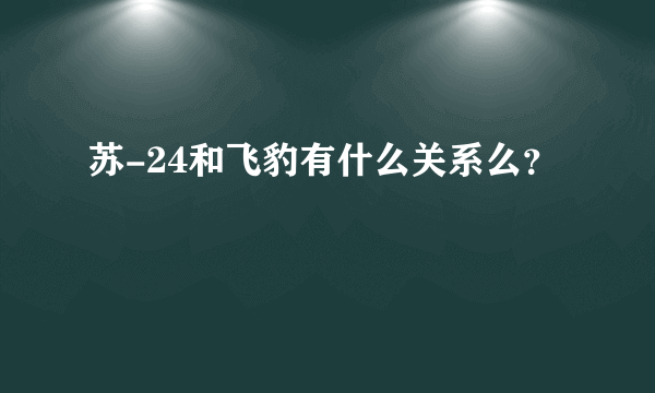 苏-24和飞豹有什么关系么？