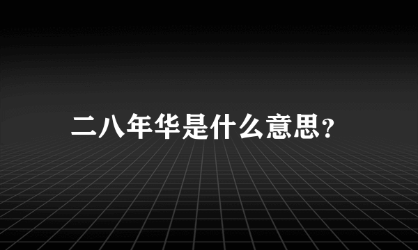 二八年华是什么意思？