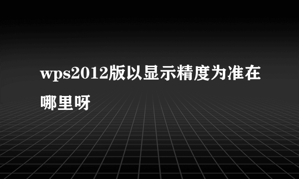 wps2012版以显示精度为准在哪里呀