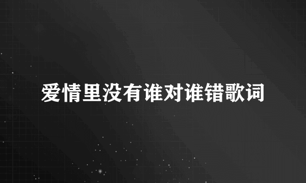 爱情里没有谁对谁错歌词