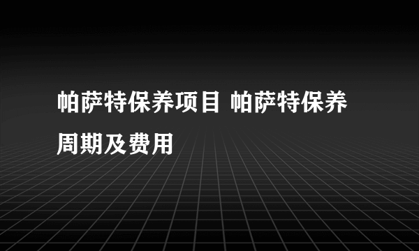 帕萨特保养项目 帕萨特保养周期及费用