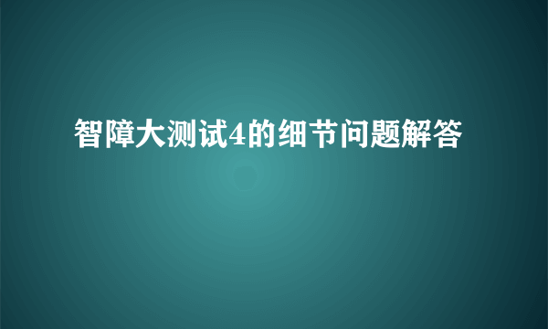 智障大测试4的细节问题解答