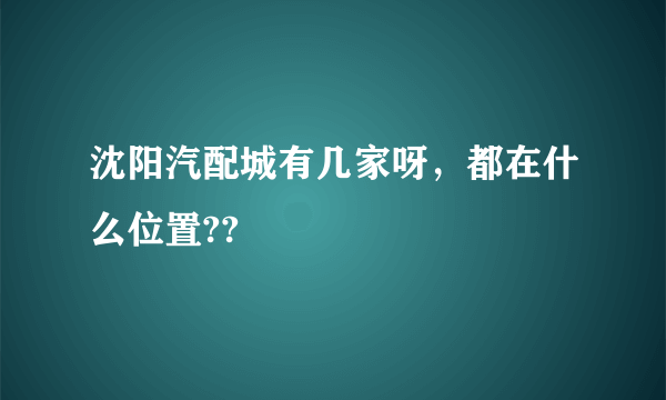 沈阳汽配城有几家呀，都在什么位置??