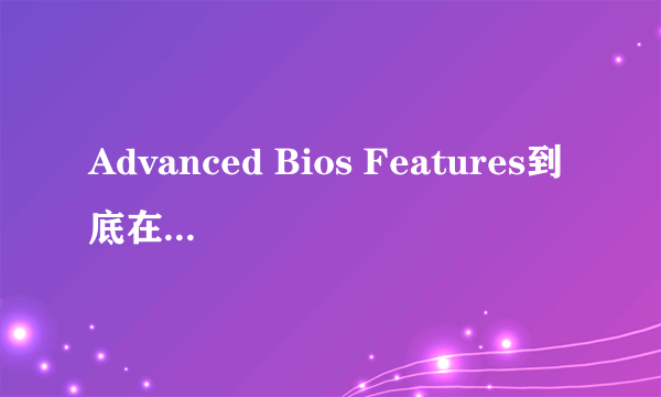 Advanced Bios Features到底在哪里?!