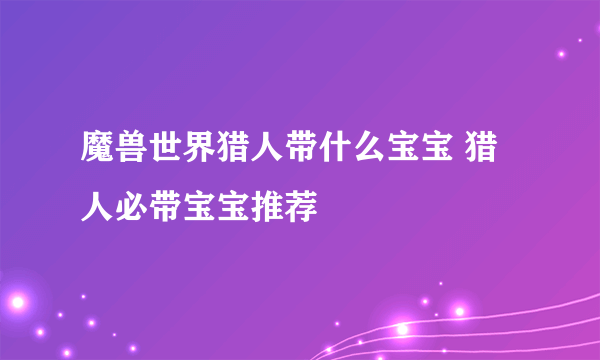 魔兽世界猎人带什么宝宝 猎人必带宝宝推荐