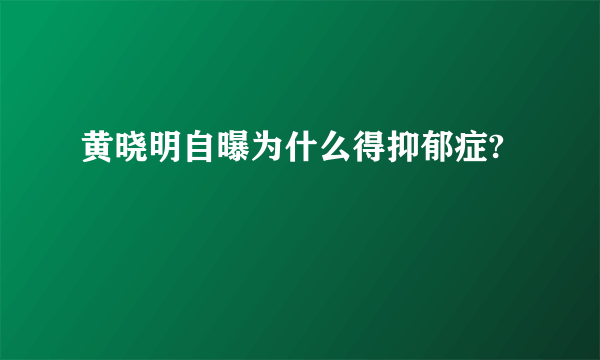 黄晓明自曝为什么得抑郁症?