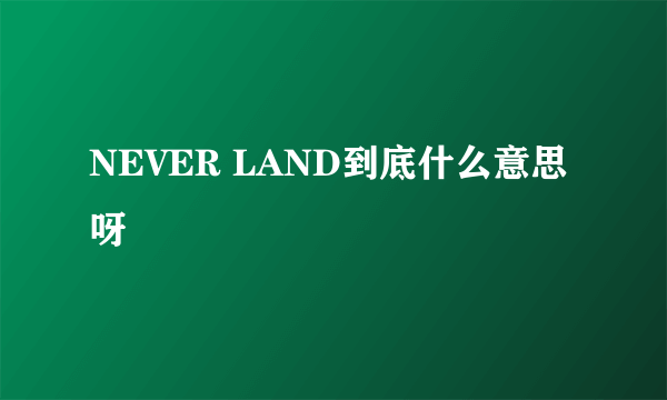 NEVER LAND到底什么意思呀