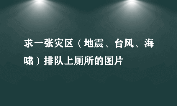 求一张灾区（地震、台风、海啸）排队上厕所的图片