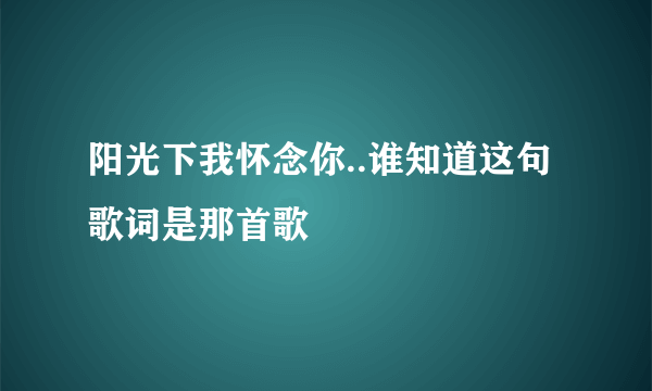 阳光下我怀念你..谁知道这句歌词是那首歌