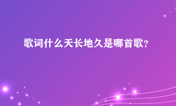 歌词什么天长地久是哪首歌？