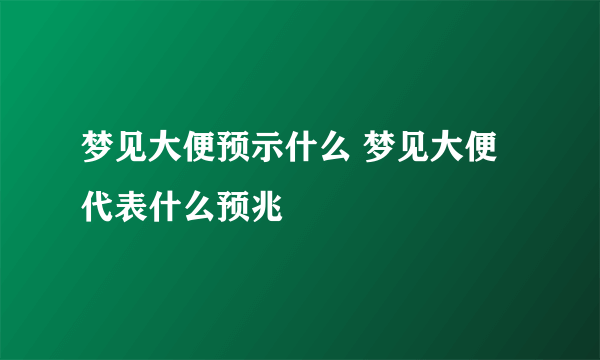 梦见大便预示什么 梦见大便代表什么预兆