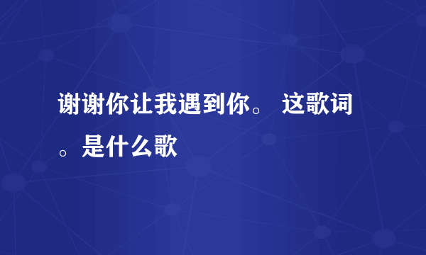 谢谢你让我遇到你。 这歌词。是什么歌