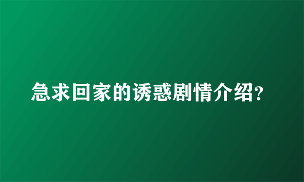 急求回家的诱惑剧情介绍？