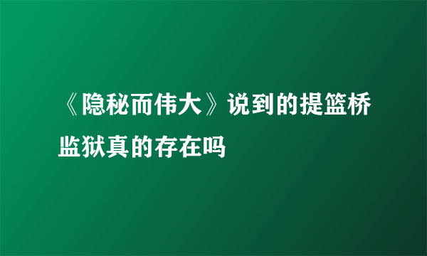 《隐秘而伟大》说到的提篮桥监狱真的存在吗