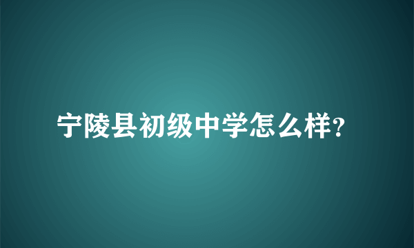 宁陵县初级中学怎么样？