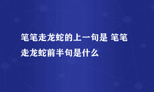 笔笔走龙蛇的上一句是 笔笔走龙蛇前半句是什么