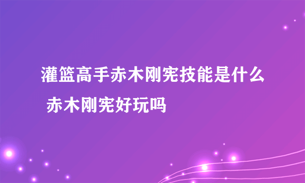 灌篮高手赤木刚宪技能是什么 赤木刚宪好玩吗