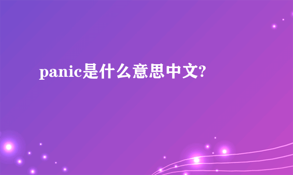 panic是什么意思中文?