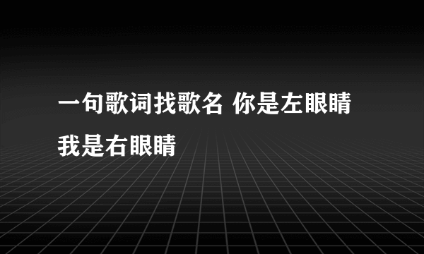 一句歌词找歌名 你是左眼睛 我是右眼睛