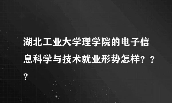 湖北工业大学理学院的电子信息科学与技术就业形势怎样？？？