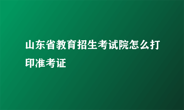 山东省教育招生考试院怎么打印准考证