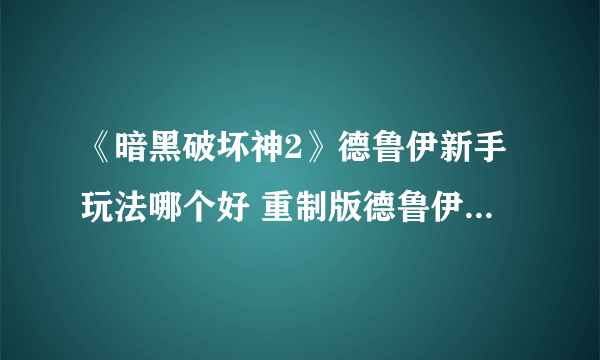 《暗黑破坏神2》德鲁伊新手玩法哪个好 重制版德鲁伊攻略大全