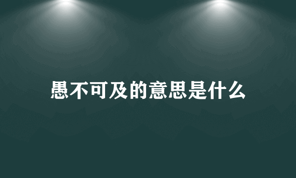 愚不可及的意思是什么