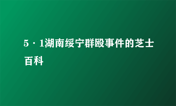 5·1湖南绥宁群殴事件的芝士百科