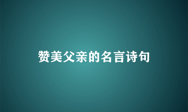 赞美父亲的名言诗句