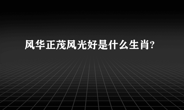 风华正茂风光好是什么生肖?